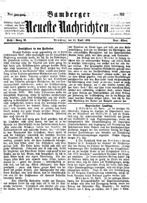 Bamberger neueste Nachrichten Dienstag 23. April 1872