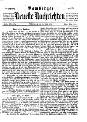 Bamberger neueste Nachrichten Mittwoch 24. April 1872