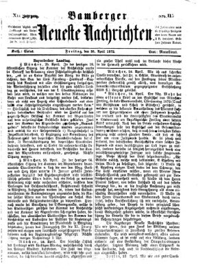 Bamberger neueste Nachrichten Freitag 26. April 1872