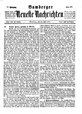 Bamberger neueste Nachrichten Montag 24. Juni 1872