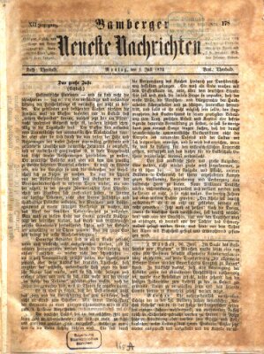 Bamberger neueste Nachrichten Montag 1. Juli 1872