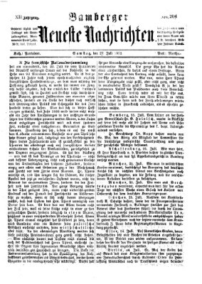 Bamberger neueste Nachrichten Samstag 27. Juli 1872