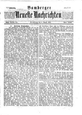 Bamberger neueste Nachrichten Dienstag 6. August 1872