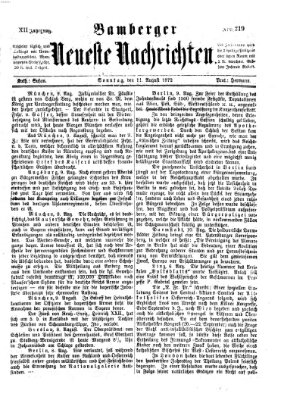 Bamberger neueste Nachrichten Sonntag 11. August 1872