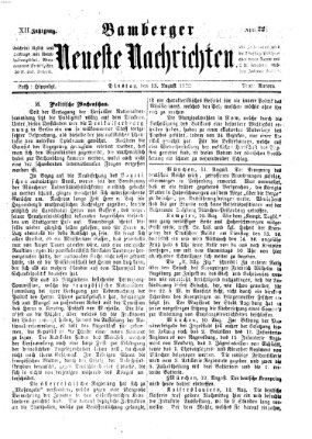 Bamberger neueste Nachrichten Dienstag 13. August 1872