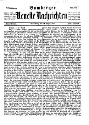 Bamberger neueste Nachrichten Samstag 31. August 1872