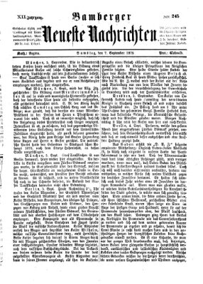 Bamberger neueste Nachrichten Samstag 7. September 1872