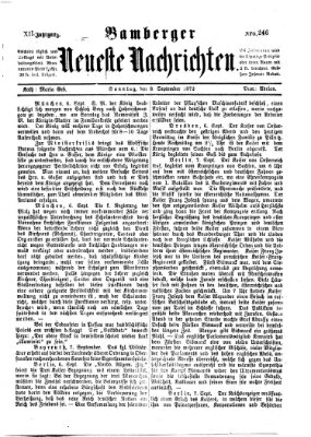 Bamberger neueste Nachrichten Sonntag 8. September 1872