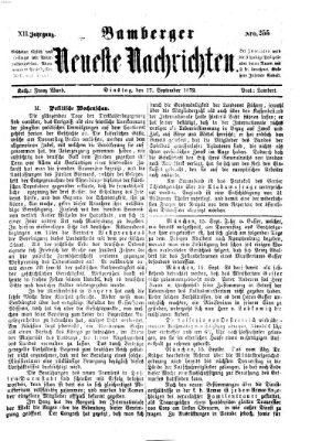 Bamberger neueste Nachrichten Dienstag 17. September 1872