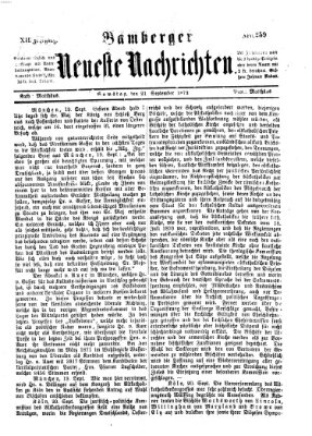 Bamberger neueste Nachrichten Samstag 21. September 1872