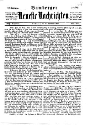 Bamberger neueste Nachrichten Samstag 28. September 1872