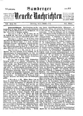 Bamberger neueste Nachrichten Freitag 4. Oktober 1872