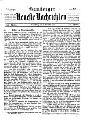 Bamberger neueste Nachrichten Samstag 9. November 1872