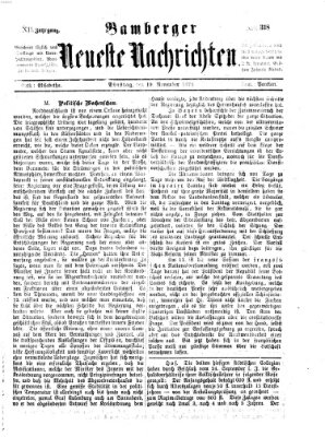 Bamberger neueste Nachrichten Dienstag 19. November 1872