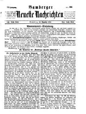 Bamberger neueste Nachrichten Samstag 28. Dezember 1872