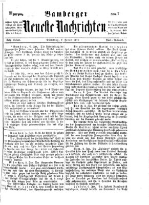 Bamberger neueste Nachrichten Dienstag 7. Januar 1873