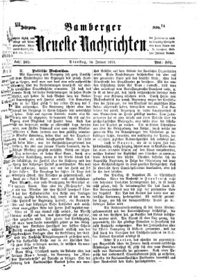 Bamberger neueste Nachrichten Dienstag 14. Januar 1873