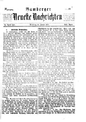 Bamberger neueste Nachrichten Dienstag 21. Januar 1873