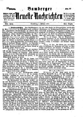 Bamberger neueste Nachrichten Samstag 1. Februar 1873