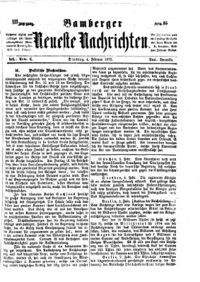 Bamberger neueste Nachrichten Dienstag 4. Februar 1873