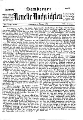 Bamberger neueste Nachrichten Samstag 8. Februar 1873