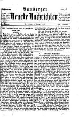 Bamberger neueste Nachrichten Dienstag 18. Februar 1873