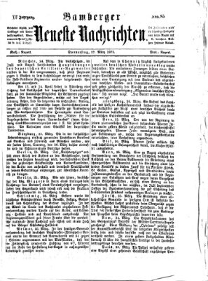 Bamberger neueste Nachrichten Donnerstag 27. März 1873