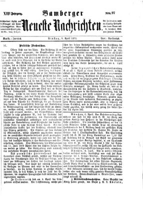 Bamberger neueste Nachrichten Dienstag 8. April 1873