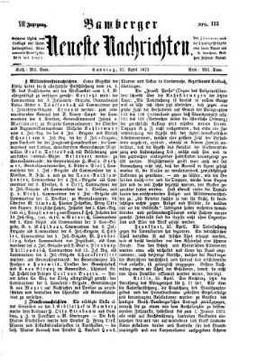 Bamberger neueste Nachrichten Sonntag 27. April 1873