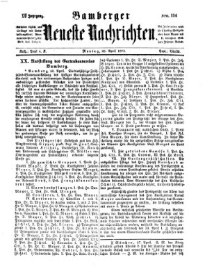 Bamberger neueste Nachrichten Montag 28. April 1873