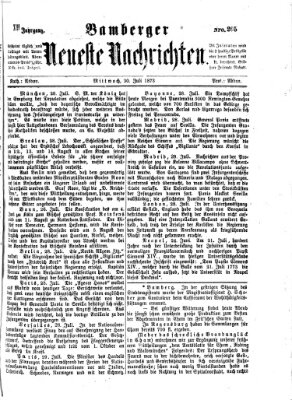 Bamberger neueste Nachrichten Mittwoch 30. Juli 1873