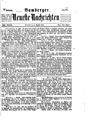 Bamberger neueste Nachrichten Samstag 2. August 1873