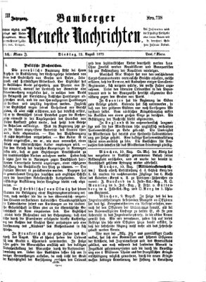 Bamberger neueste Nachrichten Dienstag 12. August 1873