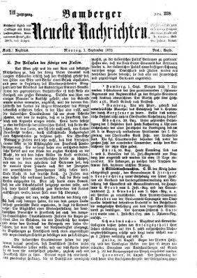 Bamberger neueste Nachrichten Montag 1. September 1873