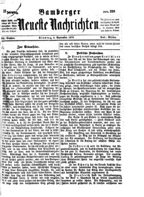 Bamberger neueste Nachrichten Dienstag 2. September 1873