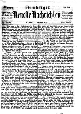 Bamberger neueste Nachrichten Samstag 6. September 1873