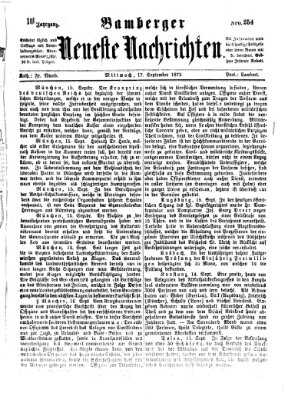 Bamberger neueste Nachrichten Mittwoch 17. September 1873