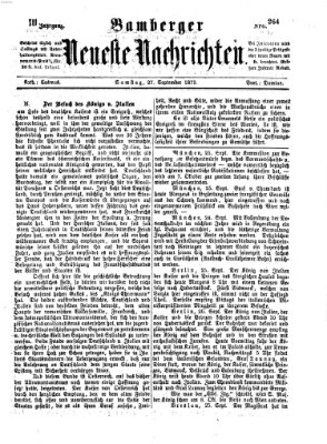 Bamberger neueste Nachrichten Samstag 27. September 1873