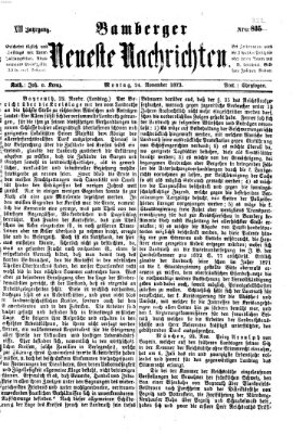 Bamberger neueste Nachrichten Montag 24. November 1873