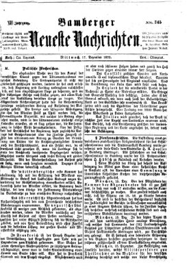 Bamberger neueste Nachrichten Mittwoch 17. Dezember 1873