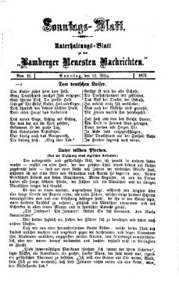 Bamberger neueste Nachrichten. Sonntagsblatt : Unterhaltungs-Beilage zu den "Bamberger neueste Nachrichten" (Bamberger neueste Nachrichten) Sonntag 12. März 1871