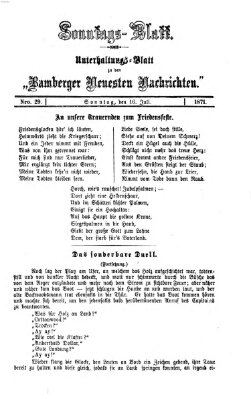 Bamberger neueste Nachrichten. Sonntagsblatt : Unterhaltungs-Beilage zu den "Bamberger neueste Nachrichten" (Bamberger neueste Nachrichten) Sonntag 16. Juli 1871