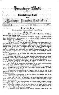 Bamberger neueste Nachrichten. Sonntagsblatt : Unterhaltungs-Beilage zu den "Bamberger neueste Nachrichten" (Bamberger neueste Nachrichten) Sonntag 22. Oktober 1871