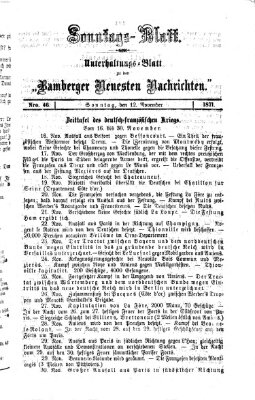 Bamberger neueste Nachrichten. Sonntagsblatt : Unterhaltungs-Beilage zu den "Bamberger neueste Nachrichten" (Bamberger neueste Nachrichten) Sonntag 12. November 1871