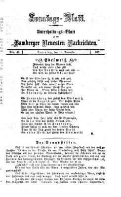 Bamberger neueste Nachrichten. Sonntagsblatt : Unterhaltungs-Beilage zu den "Bamberger neueste Nachrichten" (Bamberger neueste Nachrichten) Sonntag 19. November 1871