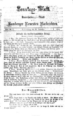 Bamberger neueste Nachrichten. Sonntagsblatt : Unterhaltungs-Beilage zu den "Bamberger neueste Nachrichten" (Bamberger neueste Nachrichten) Sonntag 26. November 1871