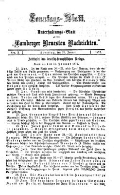 Bamberger neueste Nachrichten. Sonntagsblatt : Unterhaltungs-Beilage zu den "Bamberger neueste Nachrichten" (Bamberger neueste Nachrichten) Sonntag 21. Januar 1872