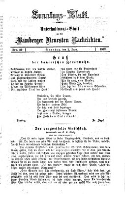 Bamberger neueste Nachrichten. Sonntagsblatt : Unterhaltungs-Beilage zu den "Bamberger neueste Nachrichten" (Bamberger neueste Nachrichten) Sonntag 2. Juni 1872