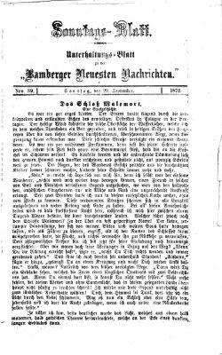 Bamberger neueste Nachrichten. Sonntagsblatt : Unterhaltungs-Beilage zu den "Bamberger neueste Nachrichten" (Bamberger neueste Nachrichten) Sonntag 29. September 1872