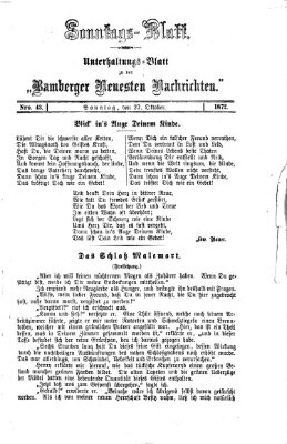 Bamberger neueste Nachrichten. Sonntagsblatt : Unterhaltungs-Beilage zu den "Bamberger neueste Nachrichten" (Bamberger neueste Nachrichten) Sonntag 27. Oktober 1872